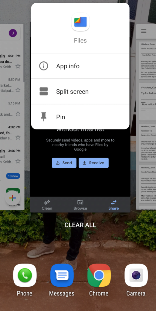 split screen feature on phone