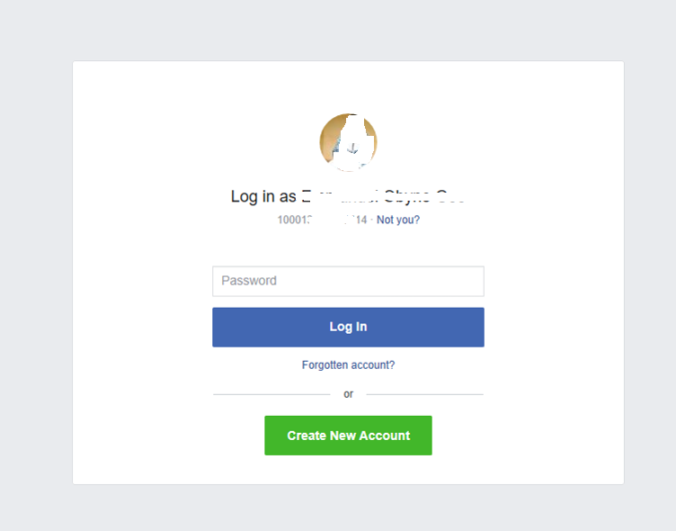 facebook login page