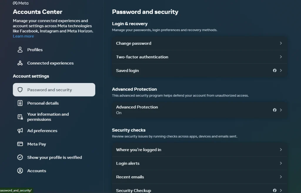 Facebook security alert settings