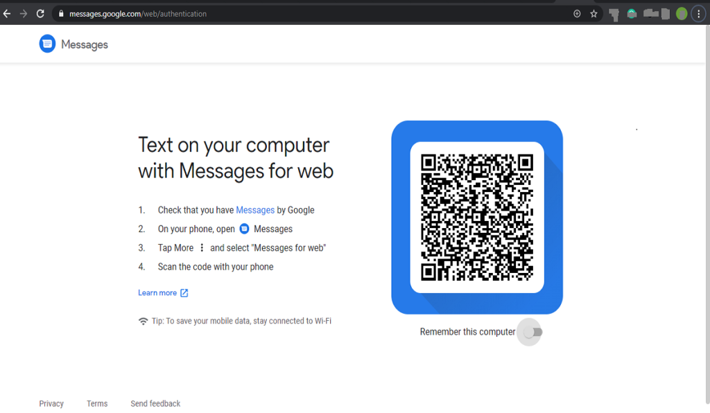 Qr code scan for messages app