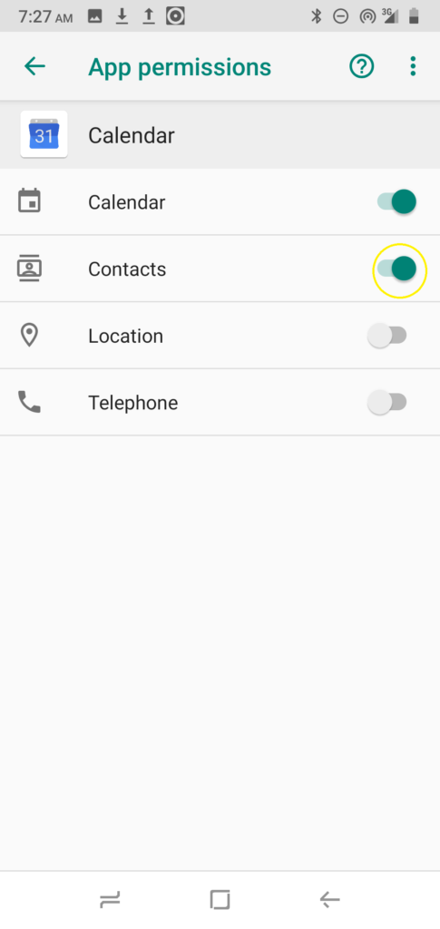 Android phone app permission toggle