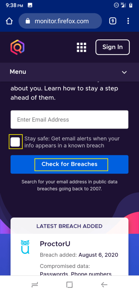 firefox data breach monitor tool