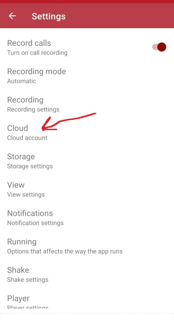 automatic call recorder cloud setting