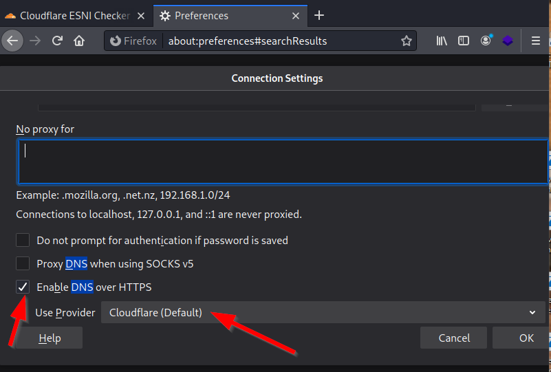 secure DNS in firefox