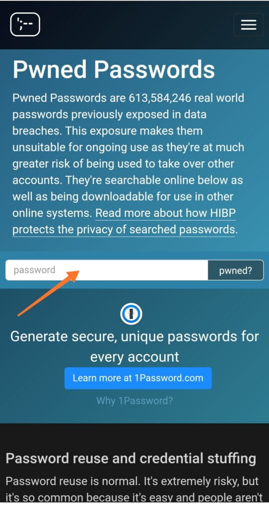 haveibeenpwne password check
