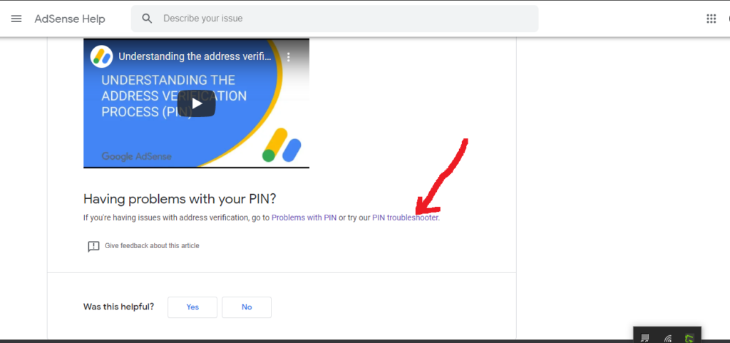 adsense pin troubleshoot