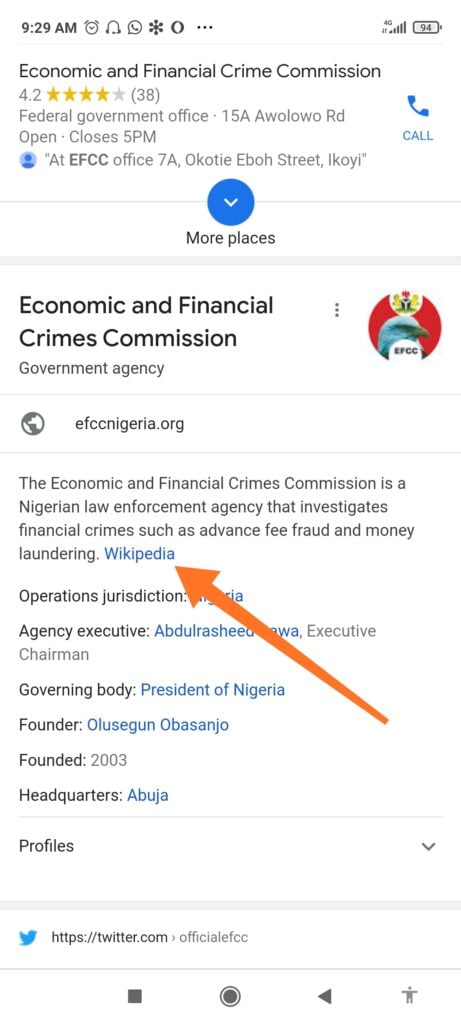 google-search-efcc-website