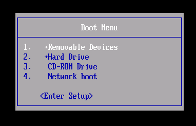 PC boot menu for tails