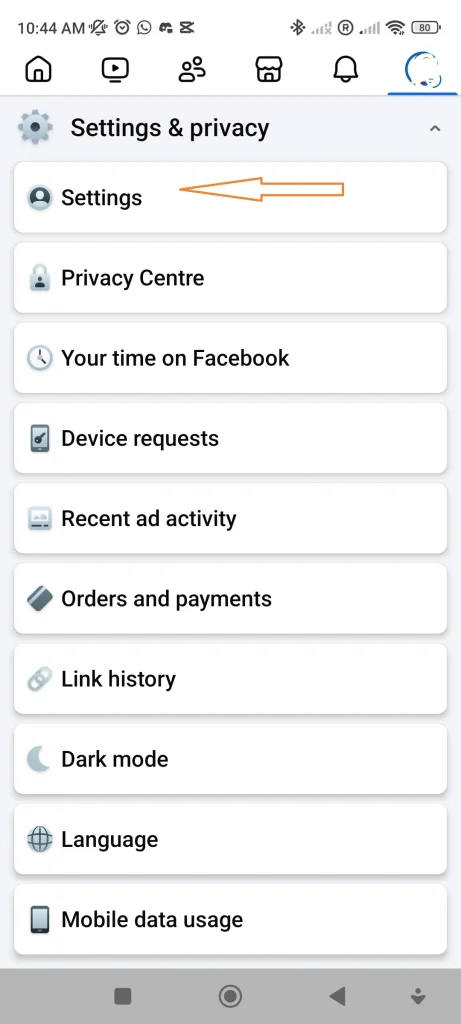 Facebook settings