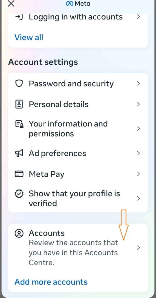 accounts setting location